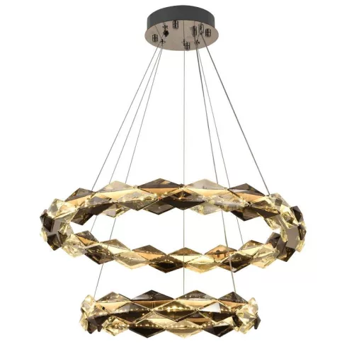 LED design mennyezeti lámpa 65W, 4300 lm, 3000K-6500K, 400+600 mm, fém/kristály, IP20 - J6329/CH