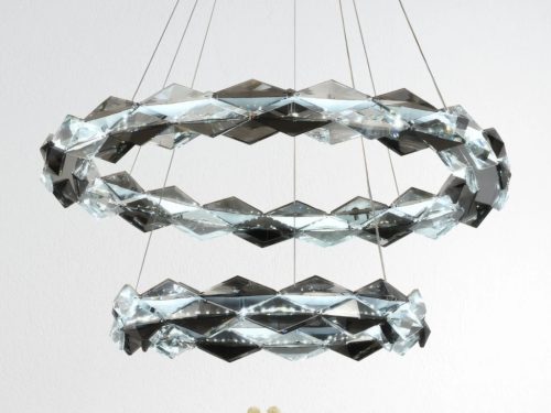 LED design mennyezeti lámpa 65W, 4300 lm, 3000K-6500K, 400+600 mm, fém/kristály, IP20 - J6329/CH