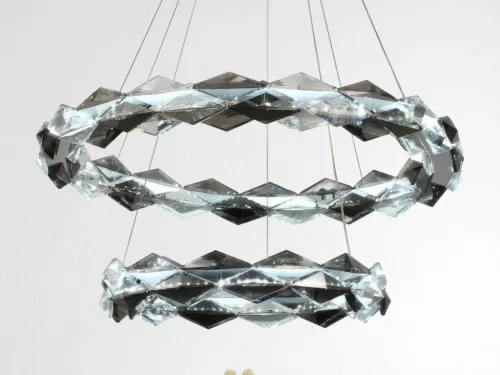 LED design mennyezeti lámpa 65W, 4300 lm, 3000K-6500K, 400+600 mm, fém/kristály, IP20 - J6329/CH