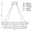 LED design mennyezeti lámpa 65W, 4300 lm, 3000K-6500K, 400+600 mm, fém/kristály, IP20 - J6329/CH