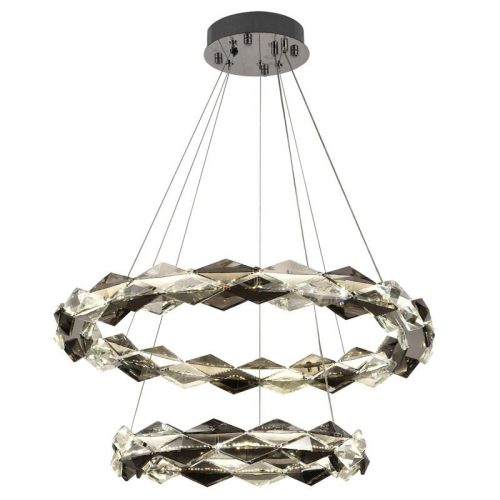 LED design mennyezeti lámpa 65W, 4300 lm, 3000K-6500K, 400+600 mm, fém/kristály, IP20 - J6329/CH
