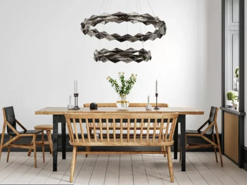 LED design mennyezeti lámpa 65W, 4300 lm, 3000K-6500K, 400+600 mm, fém/kristály, IP20 - J6329/CH