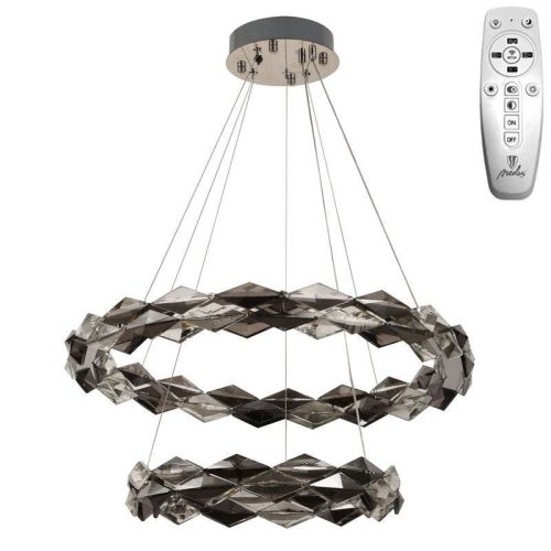 LED design mennyezeti lámpa 65W, 4300 lm, 3000K-6500K, 400+600 mm, fém/kristály, IP20 - J6329/CH