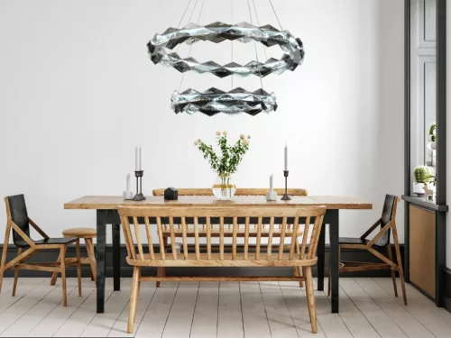 LED design mennyezeti lámpa 65W, 4300 lm, 3000K-6500K, 400+600 mm, fém/kristály, IP20 - J6329/CH