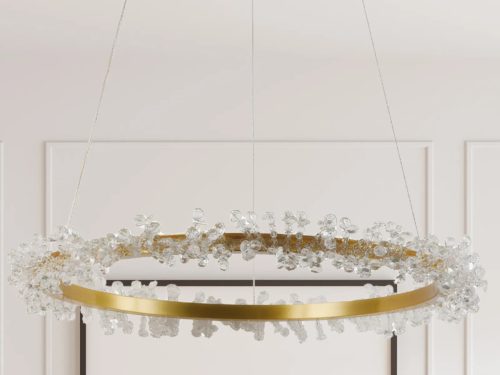 LED design mennyezeti lámpa 40W, 2600 lm, 3000K-6500K, Ø600 mm, fém/kristály - J6330/C