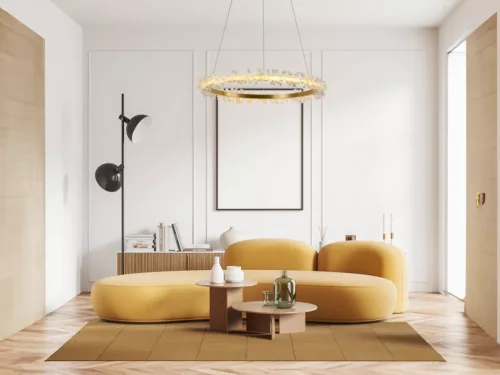 LED design mennyezeti lámpa 40W, 2600 lm, 3000K-6500K, Ø600 mm, fém/kristály - J6330/C