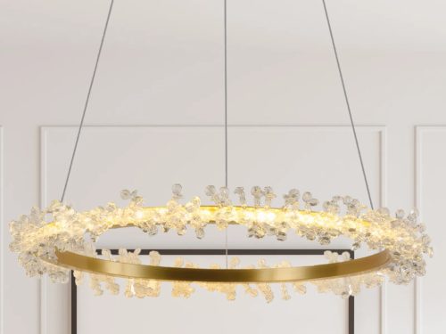 LED design mennyezeti lámpa 40W, 2600 lm, 3000K-6500K, Ø600 mm, fém/kristály - J6330/C