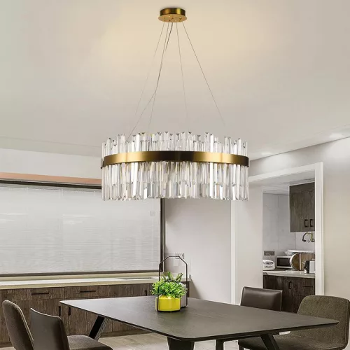 LED design mennyezeti lámpa 80W, 5300 lm, 3000K-6500K, Ø600 mm, fém/kristály - J6332/C