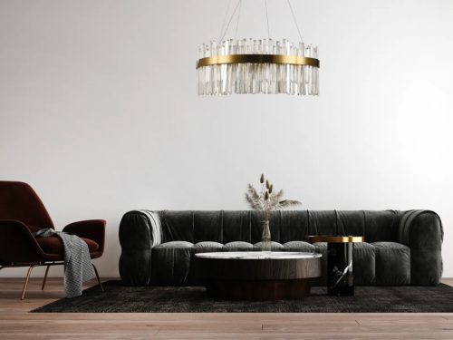 LED design mennyezeti lámpa 80W, 5300 lm, 3000K-6500K, Ø600 mm, fém/kristály - J6332/C