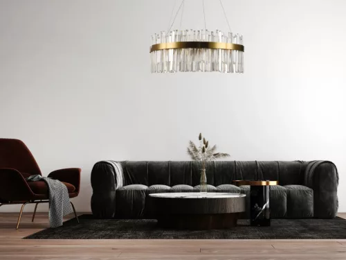 LED design mennyezeti lámpa 80W, 5300 lm, 3000K-6500K, Ø600 mm, fém/kristály - J6332/C