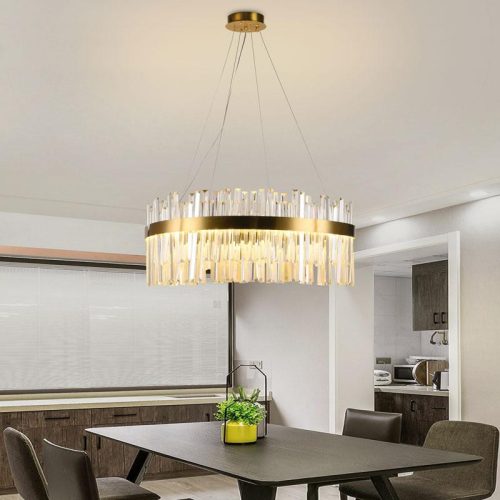 LED design mennyezeti lámpa 80W, 5300 lm, 3000K-6500K, Ø600 mm, fém/kristály - J6332/C