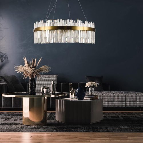 LED design mennyezeti lámpa 110W, 7300 lm, 3000K-6500K, Ø800 mm, fém/kristály - J6333/C
