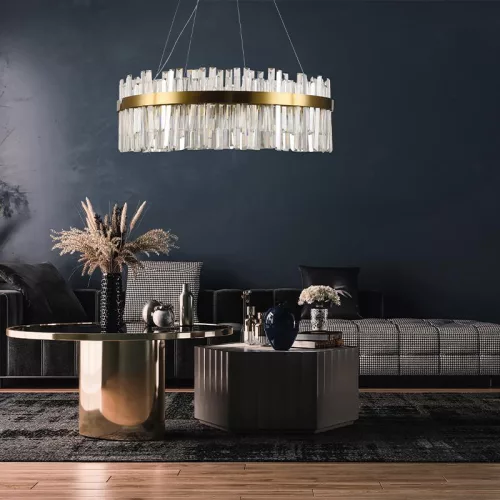 LED design mennyezeti lámpa 110W, 7300 lm, 3000K-6500K, Ø800 mm, fém/kristály - J6333/C