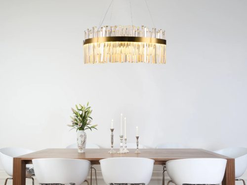 LED design mennyezeti lámpa 110W, 7300 lm, 3000K-6500K, Ø800 mm, fém/kristály - J6333/C