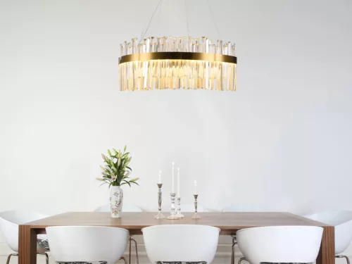 LED design mennyezeti lámpa 110W, 7300 lm, 3000K-6500K, Ø800 mm, fém/kristály - J6333/C