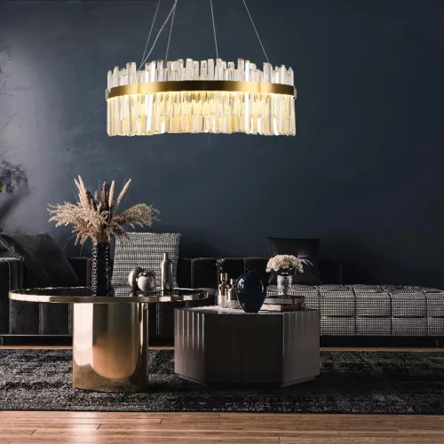 LED design mennyezeti lámpa 110W, 7300 lm, 3000K-6500K, Ø800 mm, fém/kristály - J6333/C