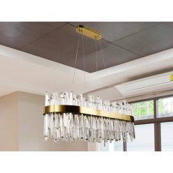   LED design mennyezeti lámpa 90W, 7300 lm, 3000K-6500K, Ø800 mm, fém/kristály - J6334/C