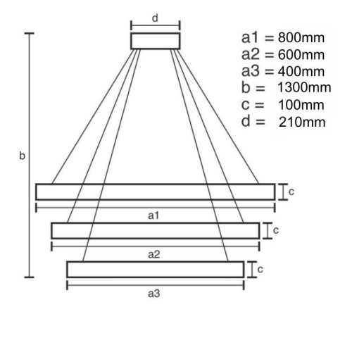 LED design függőlámpa, 115W, 7600 lm, 3000-6500K, 400+600+800 mm - J6347/GCH