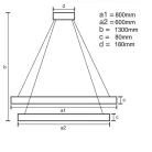 LED design mennyezeti lámpa, 90W, 6000 lm, 3000-6500K, Ø600+800 mm - J6351/CH