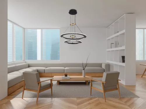 LED design mennyezeti lámpa 65W, 400+600mm, 3900 lm, 3000K-6500K, dimmelhető, IP20 - J7301/B