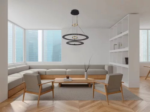 LED design mennyezeti lámpa 65W, 400+600mm, 3900 lm, 3000K-6500K, dimmelhető, IP20 - J7301/B