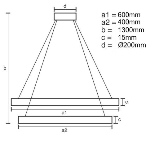 LED design mennyezeti lámpa 65W, 400+600mm, 3900 lm, 3000K-6500K, dimmelhető, IP20 - J7301/B