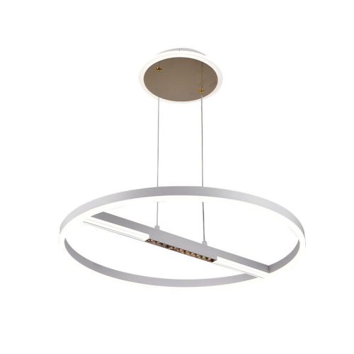 LED mennyezeti lámpa, 75W, 5700 lm, 3000K–6500K állítható, IP20, fém/akril Ø600 mm - J7307/W