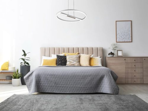 LED mennyezeti lámpa, 75W, 5700 lm, 3000K–6500K állítható, IP20, fém/akril Ø600 mm - J7307/W