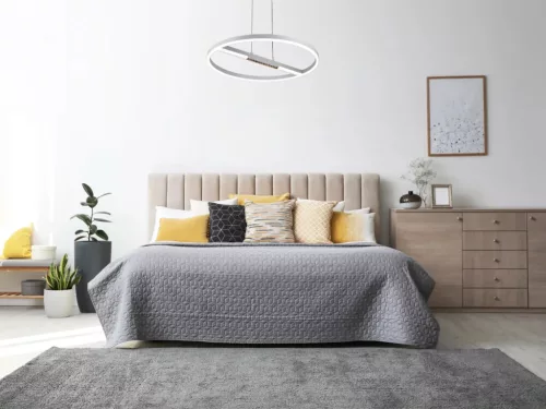 LED mennyezeti lámpa, 75W, 5700 lm, 3000K–6500K állítható, IP20, fém/akril Ø600 mm - J7307/W