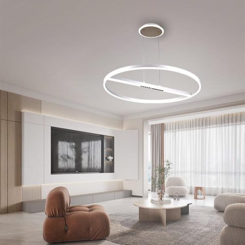 LED mennyezeti lámpa, 95W, 7000 lm, 3000K–6500K állítható, IP20, fém/akril Ø800 mm - J7308/W