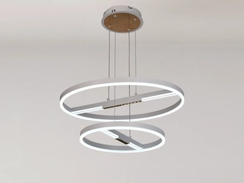 LED mennyezeti lámpa, 100W, 6500 lm, 3000K–6500K állítható, IP20, fém/akril Ø400+600 mm - J7309/W
