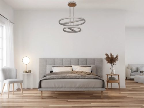 LED mennyezeti lámpa, 100W, 6500 lm, 3000K–6500K állítható, IP20, fém/akril Ø400+600 mm - J7309/W