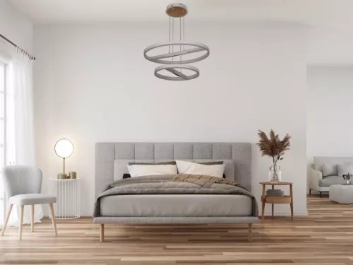 LED mennyezeti lámpa, 100W, 6500 lm, 3000K–6500K állítható, IP20, fém/akril Ø400+600 mm - J7309/W