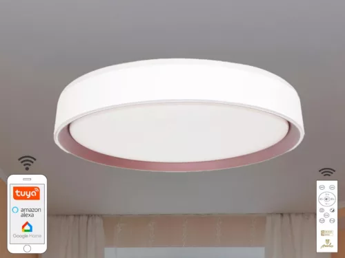 LED mennyezeti lámpa opál 48W dimmelhető Wifi távirányítóval IP20 fehér-kávé - LC902M