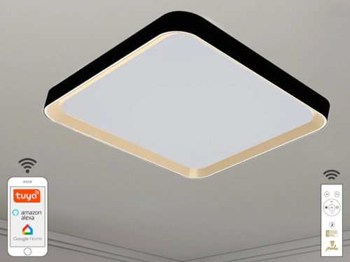 LED mennyezeti lámpa OPÁL fekete/aranysárga távvezérlővel, 48W, 5600 lm, 2700-6500K, IP20 - LC902MB/