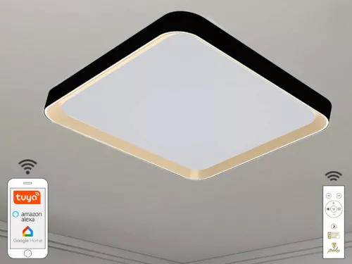LED mennyezeti lámpa OPÁL fekete/aranysárga távvezérlővel, 48W, 5600 lm, 2700-6500K, IP20 - LC902MB/