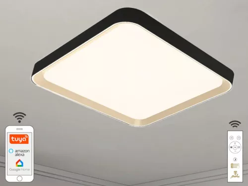 LED mennyezeti lámpa OPÁL fekete/aranysárga távvezérlővel, 48W, 5600 lm, 2700-6500K, IP20 - LC902MB/