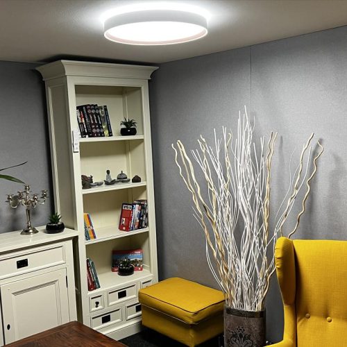 LED mennyezeti lámpa opál 48W dimmelhető Wifi távirányítóval IP20 fehér-kávé - LC902M