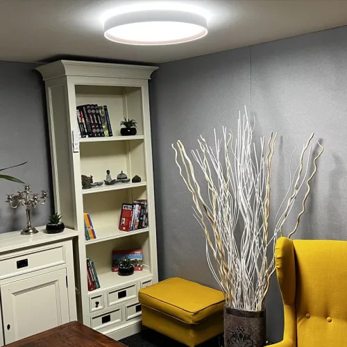 LED mennyezeti lámpa opál 48W dimmelhető Wifi távirányítóval IP20 fehér-kávé - LC902M