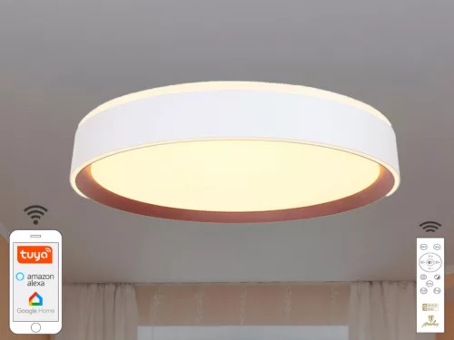 LED mennyezeti lámpa opál 48W dimmelhető Wifi távirányítóval IP20 fehér-kávé - LC902M