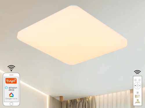 Intelligens dimmelhető négyzet mennyezeti LED lámpa 48W, 425x425x82 mm, 2700K–6500K, Wi-Fi, IP20 - L