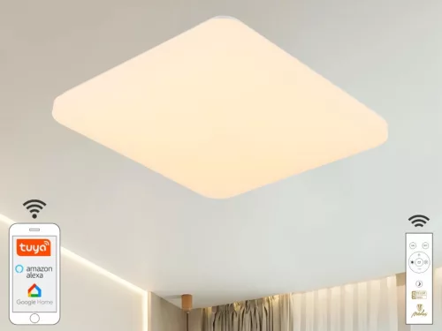 Intelligens dimmelhető négyzet mennyezeti LED lámpa 48W, 425x425x82 mm, 2700K–6500K, Wi-Fi, IP20 - L