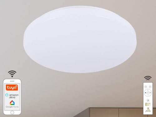 Intelligens dimmelhető kör alakú mennyezeti LED lámpa 48W, 499x80 mm, 2700K–6500K, Wi-Fi, IP20 - LC9