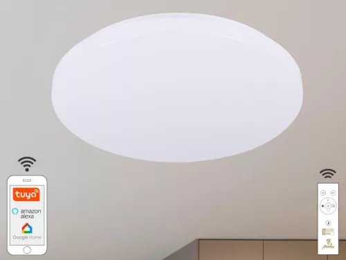 Intelligens dimmelhető kör alakú mennyezeti LED lámpa 48W, 499x80 mm, 2700K–6500K, Wi-Fi, IP20 - LC9