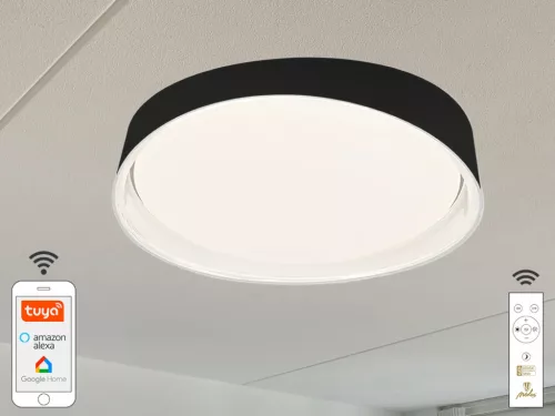 LED mennyezeti lámpa OPÁL fekete távvezérlővel, 48W, 5600 lm, 2700-6500K, IP20 - LC902YB