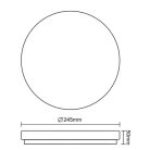 LED mennyezeti lámpa 12W, 900 lm, 4000K semleges fehér, IP44, IK08, Ø245x50 mm - LCL421S/44