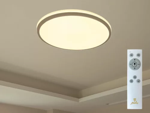 LED mennyezeti lámpa 36W dimmelhető, távirányítós, 2700lm, 3000-6500K, IP20, opál búra + fekete kere