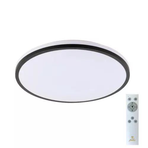 LED mennyezeti lámpa 36W dimmelhető, távirányítós, 2700lm, 3000-6500K, IP20, opál búra + fekete kere