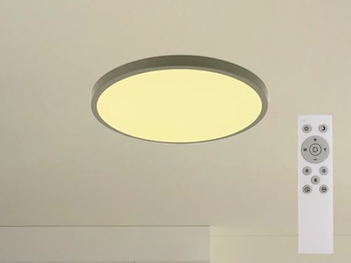 LED mennyezeti lámpa 36W 2700lm RGB+CCT távirányítóval Ø400x65mm IP44 fehér - LCL554B