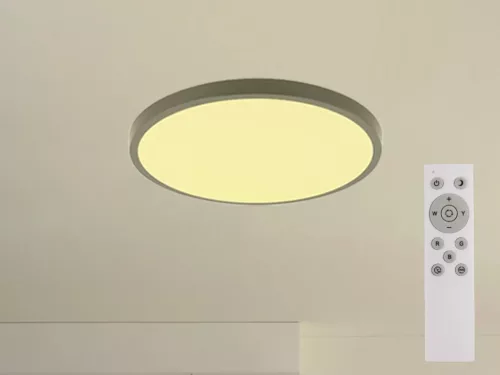 LED mennyezeti lámpa 36W 2700lm RGB+CCT távirányítóval Ø400x65mm IP44 fehér - LCL554B
